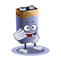 Battery vector characters with happy facial expressions.