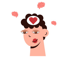 Brain heart balance. Cute head.