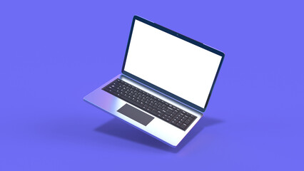 3D Laptop Render Mockup on Blue Background