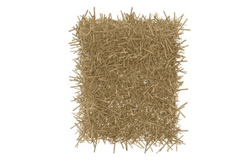 Isolated golden yellow haystack on a white tightly packed haystack created by 3D program.