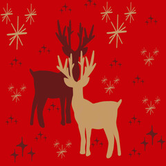 christmas background with deer