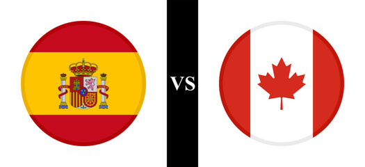 the concept of spain vs canada. flags of spanish and canadian. vector illustration