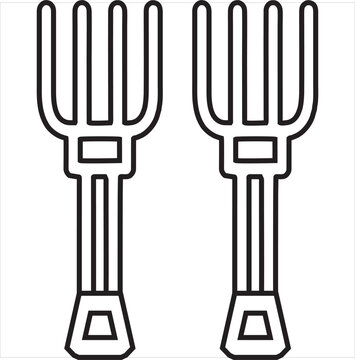 
Vector, Image of Farm tool fork icon, black and white in color, with transparent background