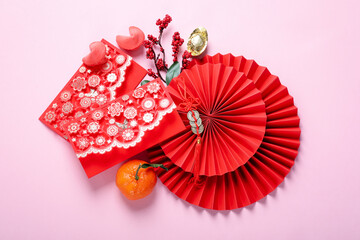 Concept of Happy Chinese new year, top view