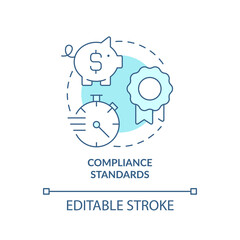Compliance standards turquoise concept icon. Benefit of data management system abstract idea thin line illustration. Isolated outline drawing. Editable stroke. Arial, Myriad Pro-Bold fonts used