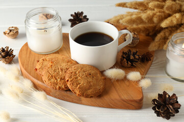 Concept of Hygge, warm and cozy composition