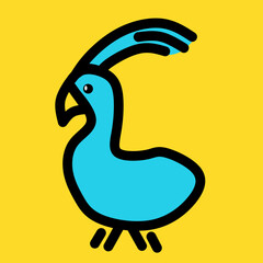 crested blue bird logogram flat icon
