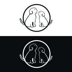 Black and white circle dog logo