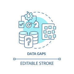 Data gaps turquoise concept icon. Missing information. Database management abstract idea thin line illustration. Isolated outline drawing. Editable stroke. Arial, Myriad Pro-Bold fonts used