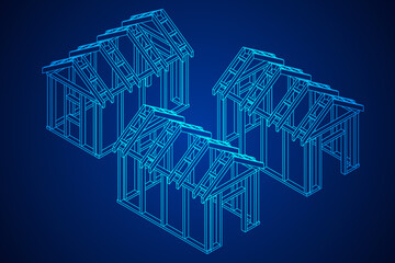 Building object or framing house. Greenhouse construction frame.