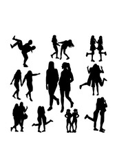 Girl friendship silhouettes. Good use for symbol, logo, icon, mascot, sign, or any design you want.