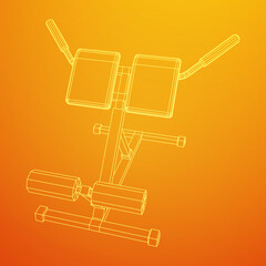 Modern exercise machine for the back and abs. Hyperextension simulator.