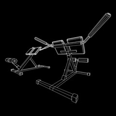Modern exercise machine for the back and abs. Hyperextension simulator.