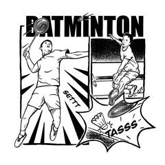 batminton sport comic illustration