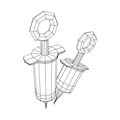 Medical syringe for injection. Wireframe vector illustration.