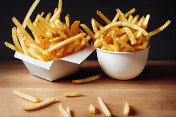 Crispy golden French fries - obrazy, fototapety, plakaty