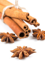 Stars anise and cinnamon isolated