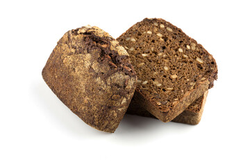 Rye bread slices isolated on white background