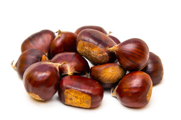 group of chestnuts isolated on white