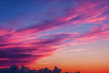 Picture of pink stratus clouds over sunset sky - obrazy, fototapety, plakaty