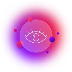 Eye line icon. Open, closed, tick, checkmark, crossed out, obscene content, hide, eyelid, eyelashes, pupils, cross, view error, see. Vision concept. Glassmorphism style. Vector line icon for Business