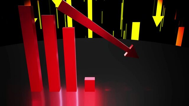 business chart falling down animation