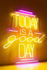 Colorful neon sign today is a good day. Trendy style. Neon sign. Custom neon. Home and party decor.