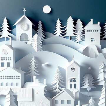 Paper Cut Christmas Village