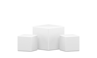 White cubes 3d arena podium stage squared contest showcase studio background realistic png