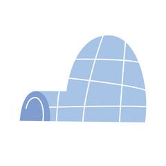 Igloo home illustration, northern inuit or eskimo house made of ice blocks, doodle colored icon, vector illustration isolated on white background - obrazy, fototapety, plakaty