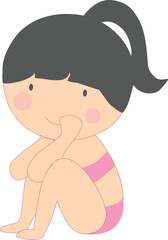 Cute girl in bikini on png background