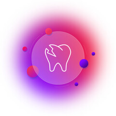 Dentist set icon. Tooth, injection, anesthesia, root, mouth, enamel, artificial limb, doctor, xray prosthesis. Health care concept. Glassmorphism style. Vector line icon for Business