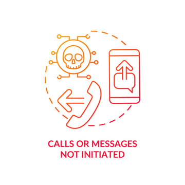 Messages not initiated red gradient concept icon. Phishing attack. Voice scam. Unknown incoming call abstract idea thin line illustration. Isolated outline drawing. Myriad Pro-Bold font used