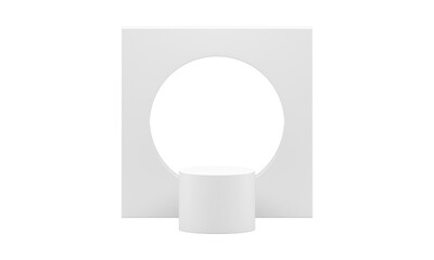 Pedestal geometric 3d stage white cylinder foundation wall round hole realistic illustration