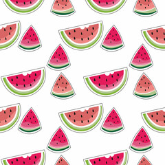 Seamless background with watermelon slices.Summer.Vector graphics.