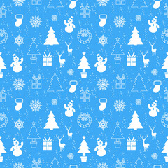 Seamless background with snowmen.Vector graphics.Christmas.