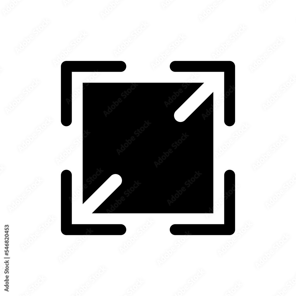 Aufkleber screen enlarging black glyph ui icon. display size changing tool. control panel. user interface desi
