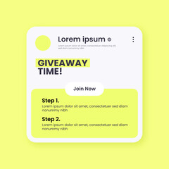 Giveaway event poster in solid design style. Social media promotion illustration.