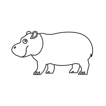 hippo hippopotamus drawing line icon silhouette