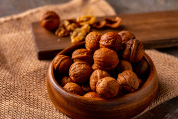 Walnuts on the table.
Healthy food image.
