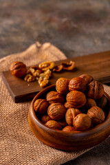 Walnuts on the table.
Healthy food image.
