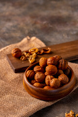 Walnuts on the table.
Healthy food image.
