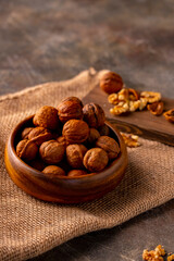 Walnuts on the table.
Healthy food image.
