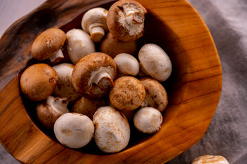 Champignon mushroom on the table.
Fresh Champignon mushroom image.
