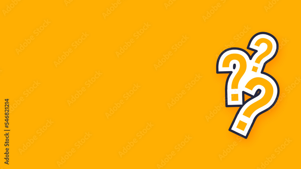 Poster yellow question mark background with text space. quiz symbol.