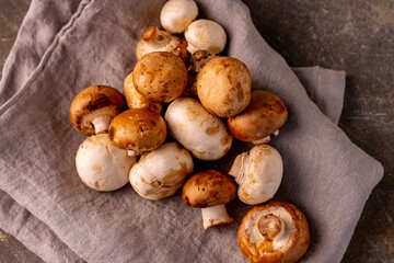 Champignon mushroom on the table.
Fresh Champignon mushroom image.
