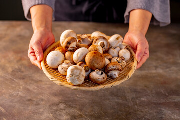 Champignon mushroom.
Fresh Champignon mushroom image.

