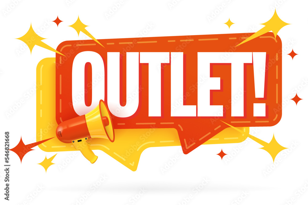 Wall mural outlet discount offer sale label for promotion. sale sticker speech bubble design with megaphone vec