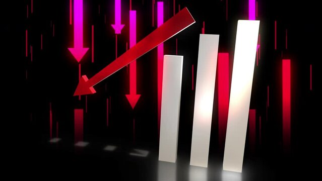 business chart falling down animation