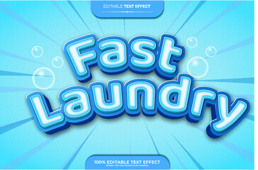 Fast laundry 3D Editable text effect vector illustration